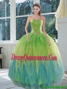 Perfect 2015 Appliques and Ruffles Sweet 15 Dress