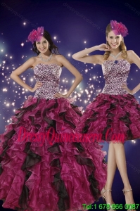 Perfect Multi Color Strapless Sweet 15 Dresses with Leopard Print