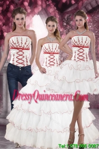 Perfect White Sweet 15 Dresses with Appliques and Ruffled Layers for 2015