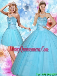 2015 Pretty Discount Sweetheart Beaded Quinceanera Dress in Baby Blue