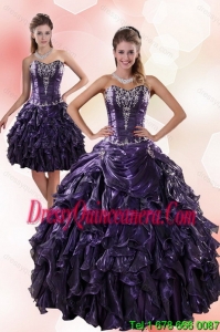 Pretty Sweetheart Ruffled 2015 Quinceanera Dresses with Embroidery