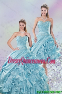 2015 Pretty Sweetheart Ball Gown Quinceanera Dresses with Beading and Ruffled Layers