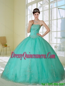 2015 Vintage Appliques and Beading Quinceanera Dress in Apple Green