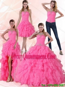 Vintage Strapless Floor Length Quinceanera Dress with Beading and Ruffles