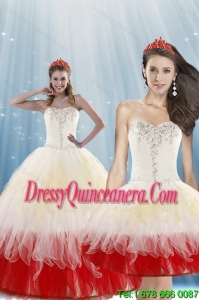 2015 Unique Multi Color Quince Dresses with Beading