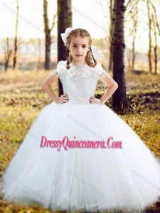 Fashionable Scoop Really Puffy Flower Mini Quinceanera Dress with Hand Made Flowers and Appliques