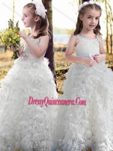 New Arrivals Ruffled and Bowknot White Flower Mini Quinceanera Dress with Straps