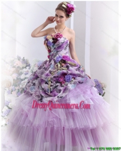 Unique 2015 Multi Color Sweet Sixteen Dresses with Hand Made Flowers and Ruffles