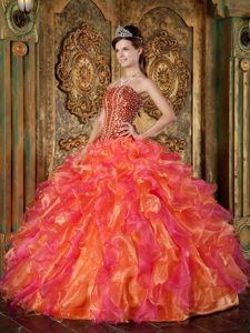 Nice Muti-Color Strapless Quinceanera Dresses with Beading and Ruffles