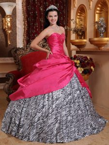 Sweetheart Cheap Beaded Dress for Quinceanera in Taffeta and Zebra