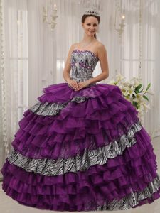 Ball Gown Sweetheart Elegant Purple Dresses for Quince with Ruffles
