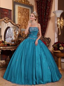 Taffeta and Tulle Beautiful Teal Quinceanera Dresses with Appliques