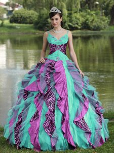 Organza Straps Discount Quinceanera Dresses with Beading and Ruffles