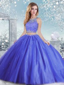 Admirable Blue Clasp Handle Sweet 16 Dresses Beading and Sequins Sleeveless Floor Length