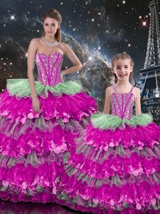 New Arrival Multi-color Sleeveless Organza Lace Up Ball Gown Prom Dress for Military Ball and Sweet 16 and Quinceanera