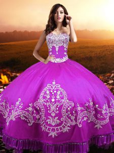 Custom Made Fuchsia Ball Gowns Beading and Appliques 15 Quinceanera Dress Lace Up Taffeta Sleeveless Floor Length