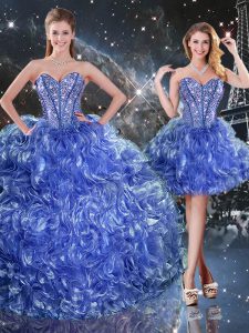 Suitable Sleeveless Lace Up Floor Length Beading and Ruffles Sweet 16 Quinceanera Dress