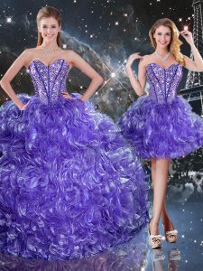 Exquisite Floor Length Purple Quinceanera Gowns Sweetheart Sleeveless Lace Up