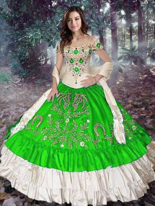 Custom Made Sleeveless Floor Length Embroidery and Ruffled Layers Lace Up Ball Gown Prom Dress