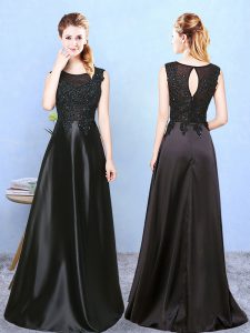 Fashionable Black Dama Dress for Quinceanera Wedding Party with Beading Scoop Sleeveless Zipper