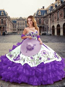 Admirable Floor Length Lavender 15 Quinceanera Dress Sweetheart Sleeveless Lace Up