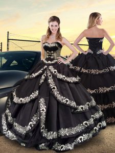 Floor Length Black Sweet 16 Quinceanera Dress Sweetheart Sleeveless Lace Up