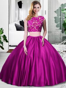 Fashionable Scoop Sleeveless Taffeta Quinceanera Dress Lace and Ruching Zipper