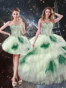 New Style Sleeveless Beading and Ruffled Layers and Sequins Lace Up 15 Quinceanera Dress
