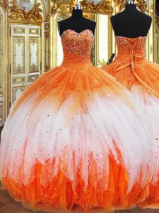 Unique Floor Length Multi-color Ball Gown Prom Dress Sweetheart Sleeveless Lace Up