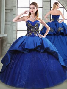 Pretty Taffeta Sleeveless Sweet 16 Dresses Court Train and Beading and Appliques and Embroidery