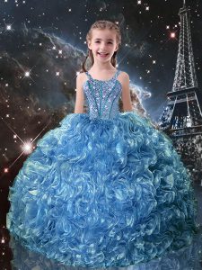 Great Sleeveless Beading and Ruffles Lace Up Little Girls Pageant Gowns