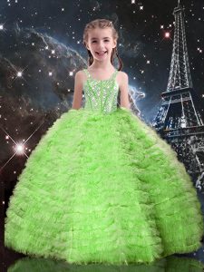 Sleeveless Tulle Lace Up Little Girls Pageant Dress for Quinceanera and Wedding Party