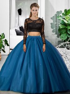 Edgy Tulle Long Sleeves Floor Length Quinceanera Gown and Lace and Ruching