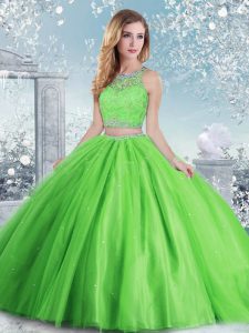 Most Popular Ball Gowns Sweet 16 Quinceanera Dress Scoop Tulle Sleeveless Floor Length Clasp Handle