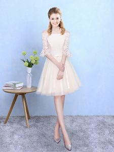 Traditional Off The Shoulder Half Sleeves Tulle Dama Dress Lace Lace Up