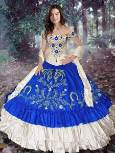 Customized Floor Length Ball Gowns Sleeveless Royal Blue 15th Birthday Dress Lace Up