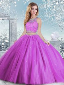 Glittering Sleeveless Beading and Sequins Clasp Handle Quinceanera Gown