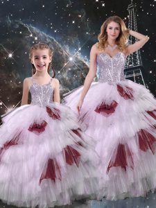 New Arrival Multi-color Sweetheart Lace Up Beading and Ruffled Layers Quinceanera Dress Sleeveless