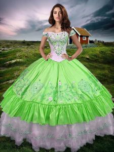 Sleeveless Lace Up Floor Length Beading and Embroidery and Ruffled Layers Quinceanera Dress