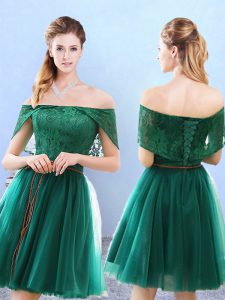 Cap Sleeves Lace Lace Up Dama Dress for Quinceanera