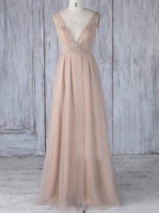 Comfortable V-neck Sleeveless Tulle Court Dresses for Sweet 16 Lace Zipper