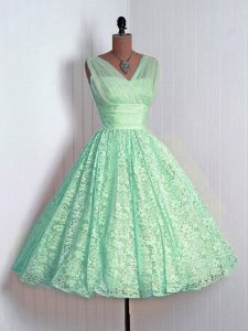 Fancy Lace Sleeveless Mini Length Quinceanera Court Dresses and Lace