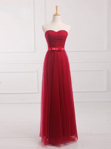 Stylish Sleeveless Lace Up Floor Length Belt Dama Dress for Quinceanera
