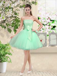 Apple Green Dama Dress Prom and Party with Lace and Belt Off The Shoulder Sleeveless Lace Up