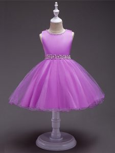 Excellent Scoop Sleeveless Zipper Girls Pageant Dresses Lilac Organza