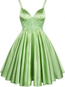 Clearance Green Spaghetti Straps Lace Up Lace Court Dresses for Sweet 16 Sleeveless