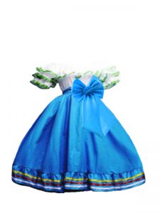 Floor Length Baby Blue Pageant Gowns For Girls Off The Shoulder Short Sleeves Lace Up
