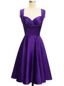 Adorable Empire Dama Dress Purple Straps Taffeta Sleeveless Knee Length Lace Up