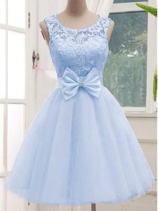 Dynamic Scoop Sleeveless Tulle Quinceanera Court of Honor Dress Lace Lace Up