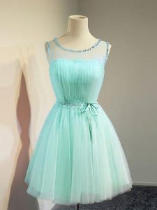 Flirting Knee Length Empire Sleeveless Apple Green Quinceanera Court of Honor Dress Lace Up